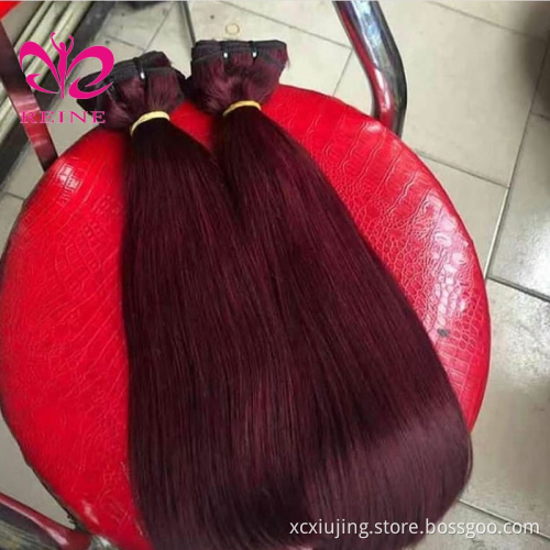 12A Grade Best Quality Raw Cuticle Aligned Hair Bundles 99J color  Vendors Vietnam hair Double Drawn Human Hair Bone Straight